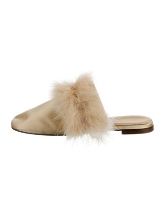 Sleeper Satin Feather Trim Mules