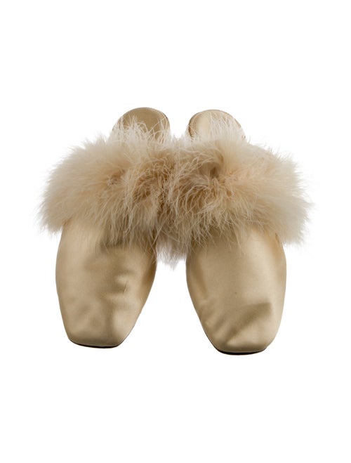 Sleeper Satin Feather Trim Mules