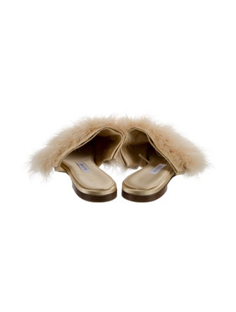 Sleeper Satin Feather Trim Mules