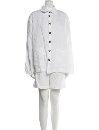 Sleeper Linen Ruffle Embellishment Short Set