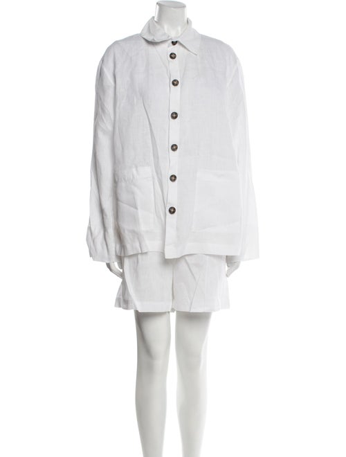 Sleeper Linen Ruffle Embellishment Short Set