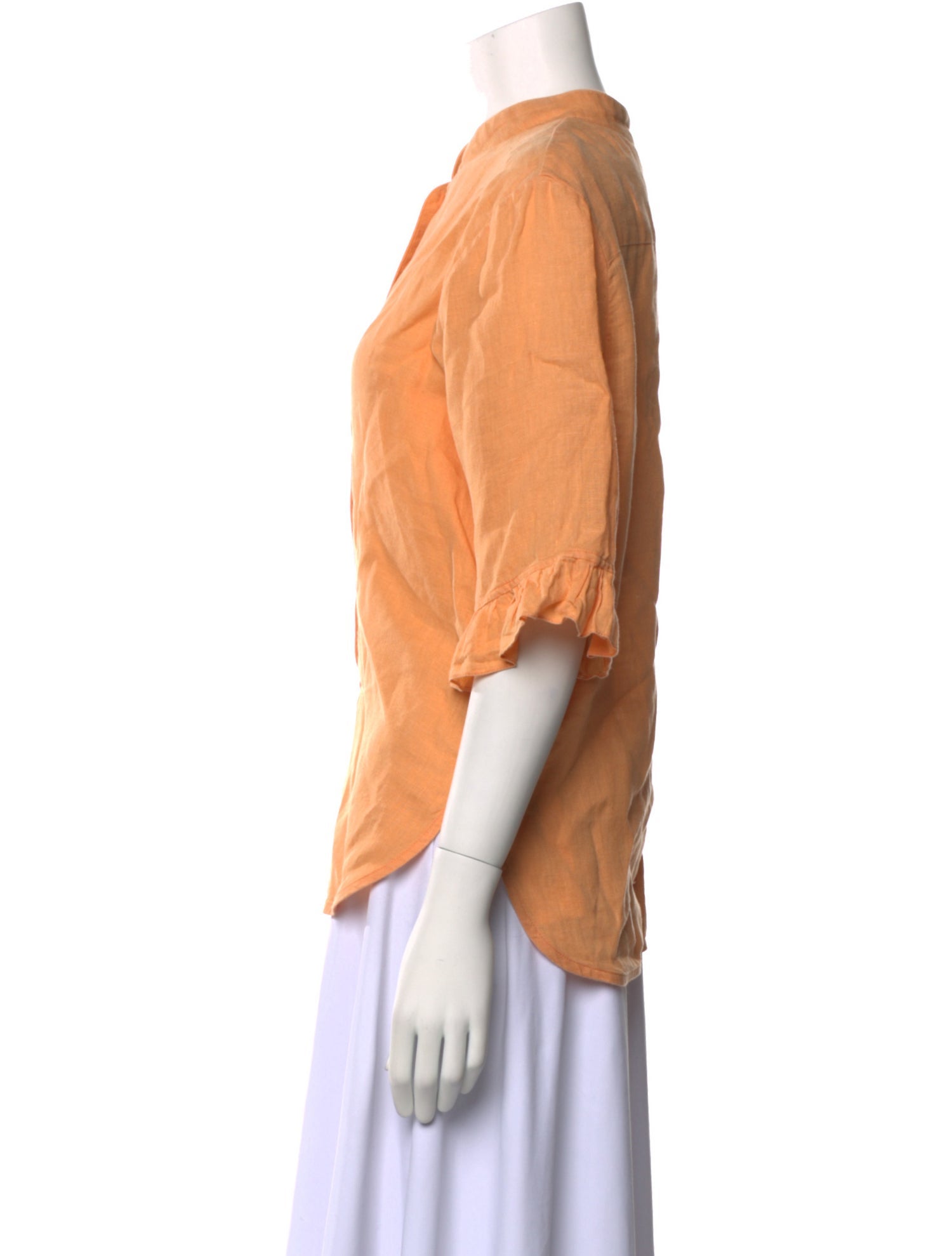 Sleeper Linen Three-Quarter Sleeve Button-Up Top