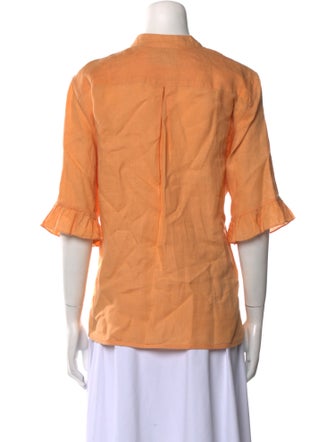 Sleeper Linen Three-Quarter Sleeve Button-Up Top