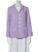 Sleeper Plaid Print V-Neck Button-Up Top