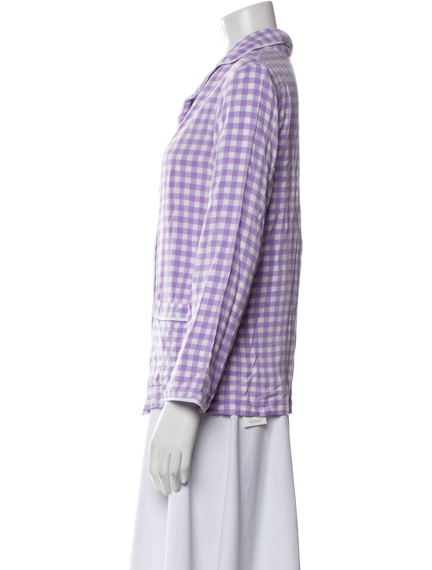 Sleeper Plaid Print V-Neck Button-Up Top