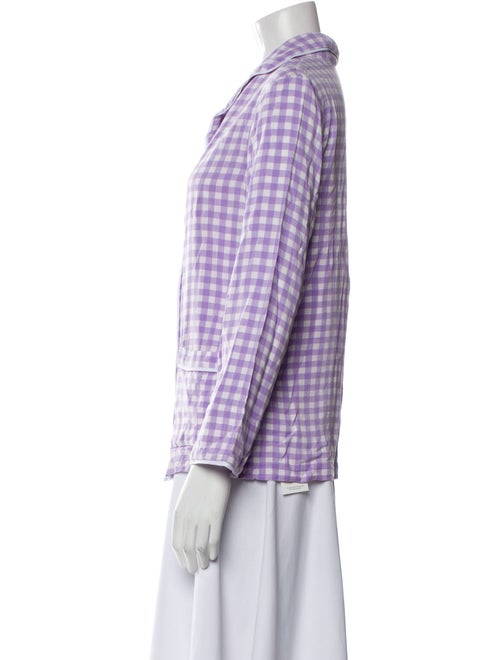 Sleeper Plaid Print V-Neck Button-Up Top