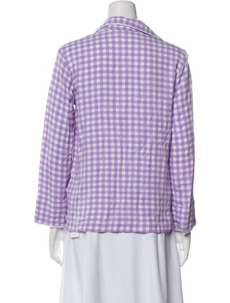 Sleeper Plaid Print V-Neck Button-Up Top
