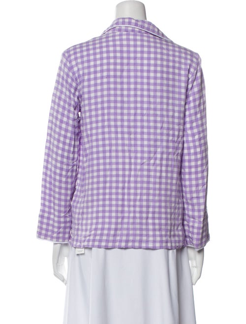 Sleeper Plaid Print V-Neck Button-Up Top