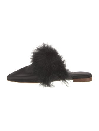 Sleeper Satin Fur Trim Mules