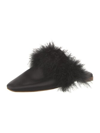 Sleeper Satin Fur Trim Mules