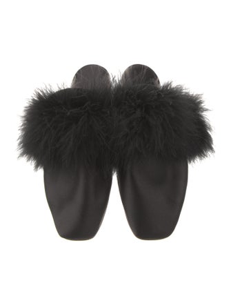 Sleeper Satin Fur Trim Mules