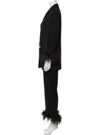 Sleeper Feather Trim Pant Set