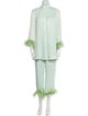 Sleeper Silk Feather Trim Pant Set