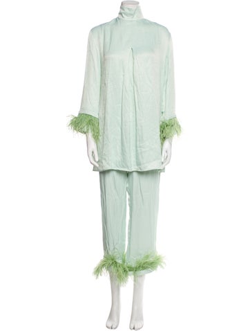Sleeper Suits and Sets Silk Feather Trim Pant Set XS