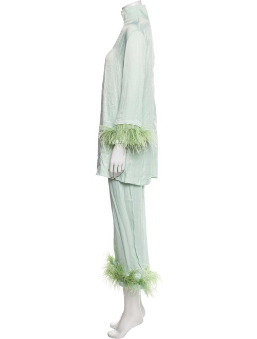 Sleeper Silk Feather Trim Pant Set