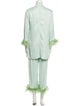 Sleeper Silk Feather Trim Pant Set