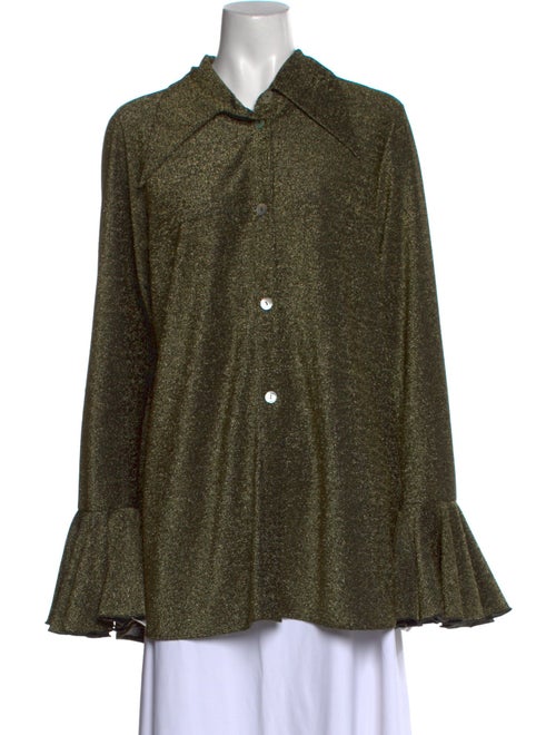 Sleeper Nylon Long Sleeve Button-Up Top