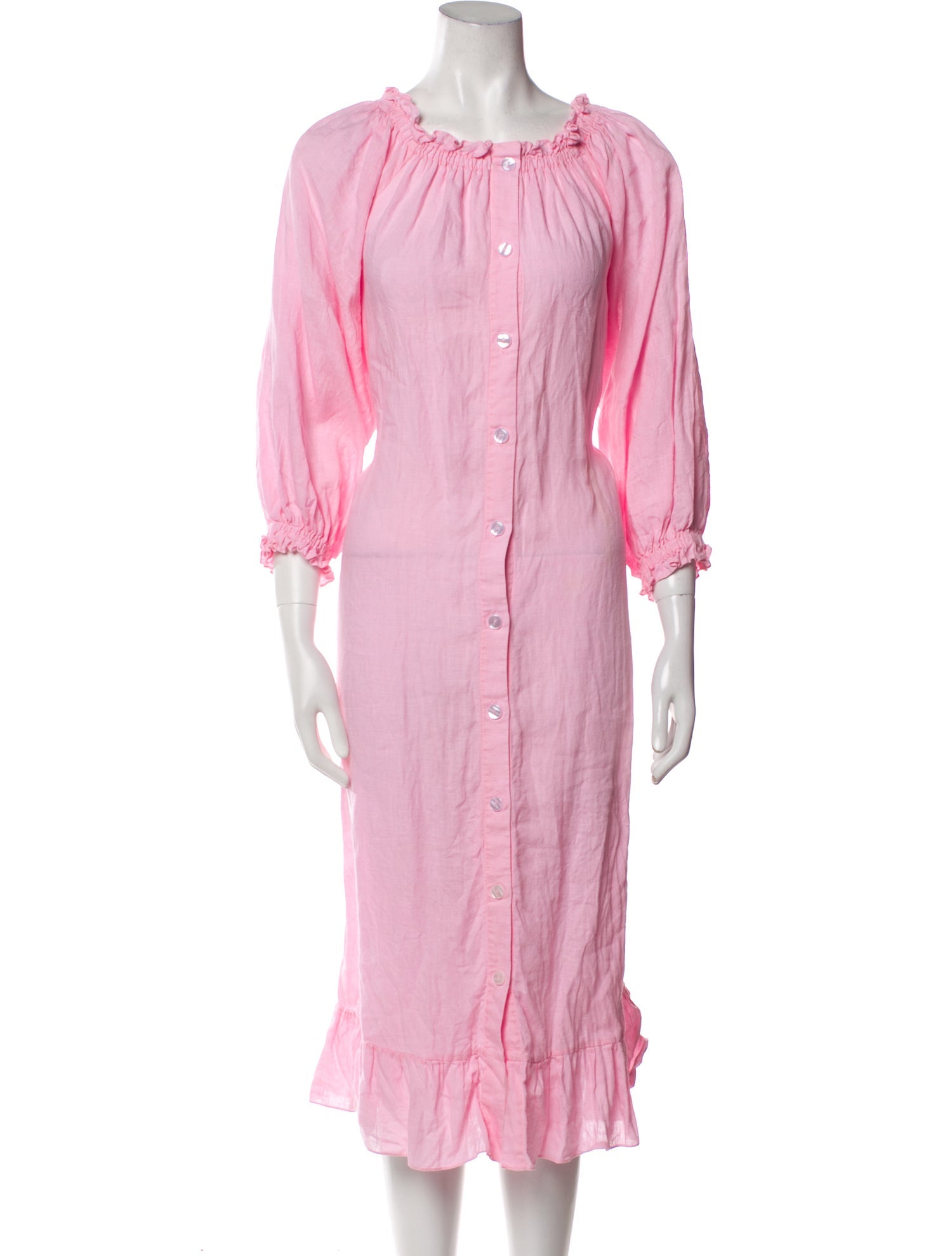 Sleeper Linen Ruffle Embellishment Nightgown