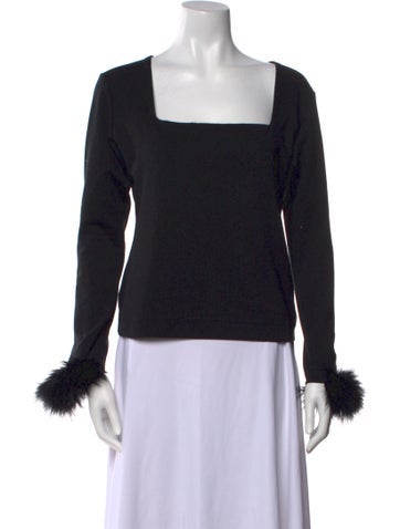 Sleeper Tops Square Neckline Long Sleeve Top L