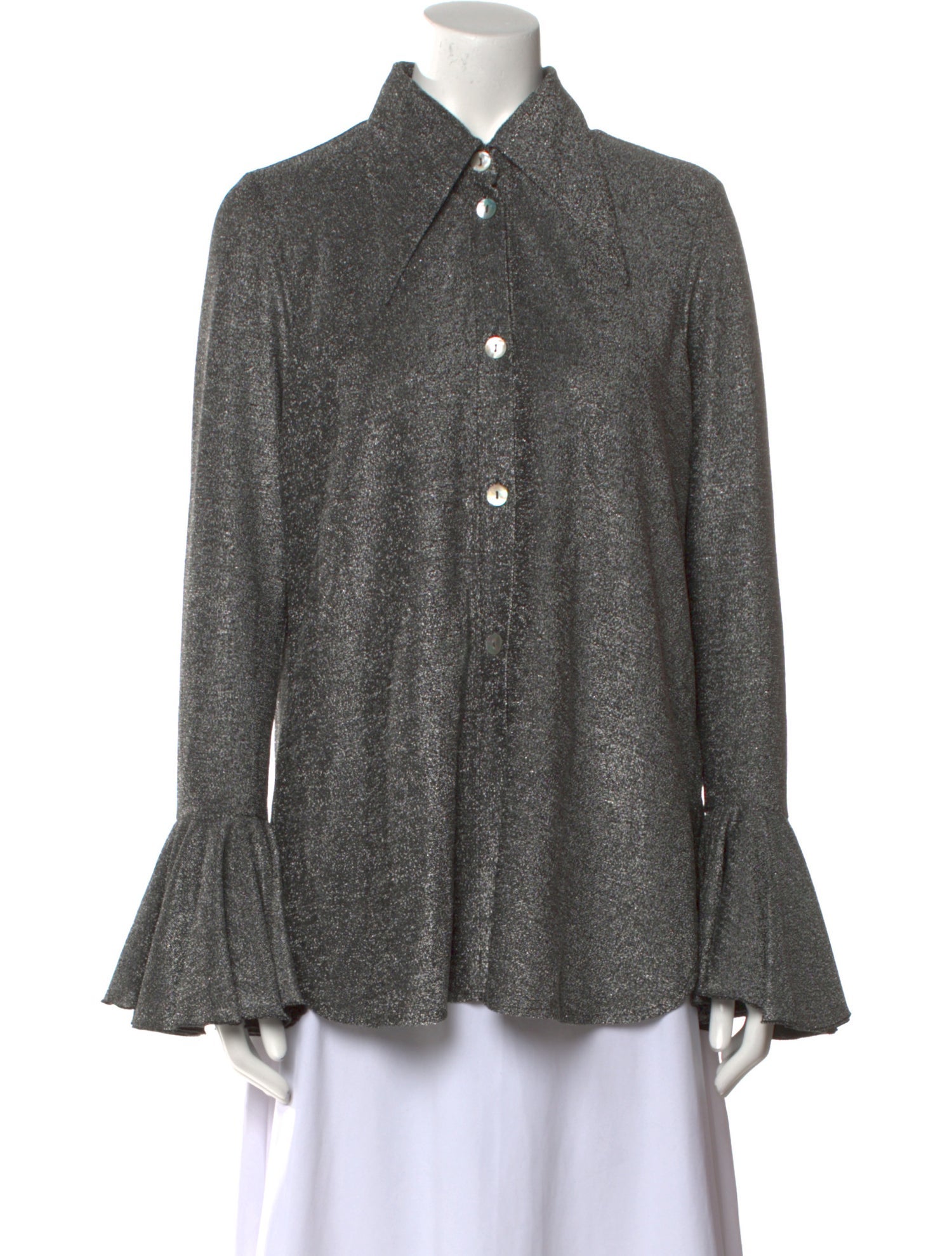 Sleeper Nylon Long Sleeve Button-Up Top w/ Tags