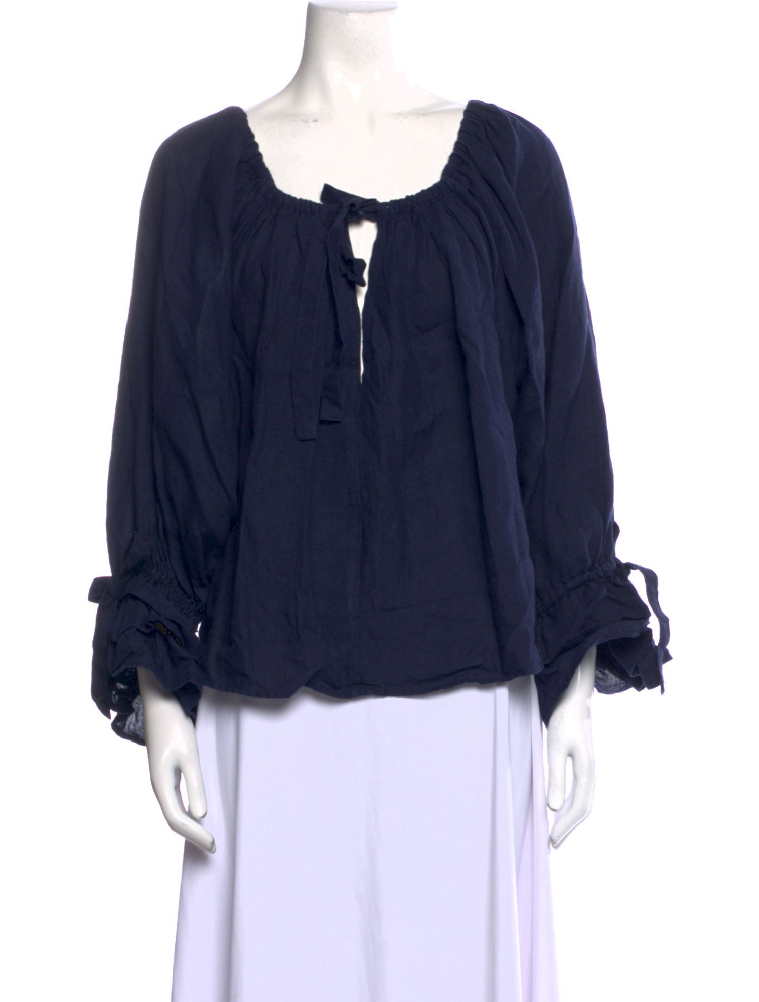 Sleeper Linen Tie Neck Blouse