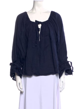 Sleeper Linen Tie Neck Blouse