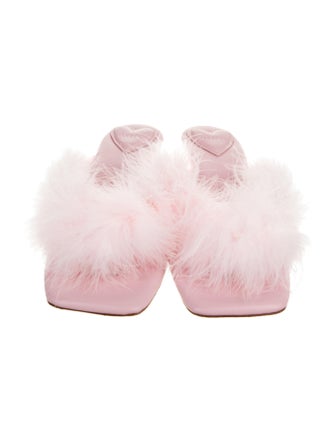 Sleeper Fur Feather Trim Slides