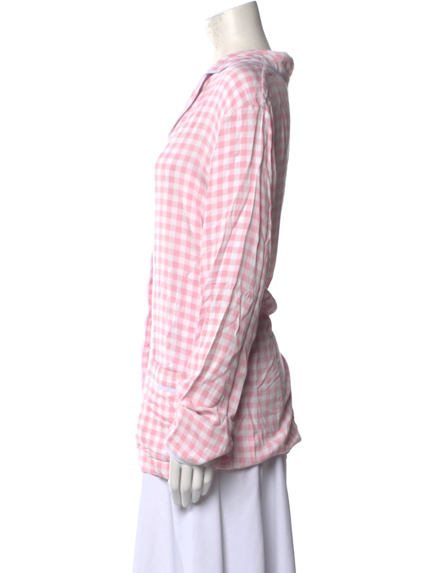 Sleeper Plaid Print V-Neck Button-Up Top