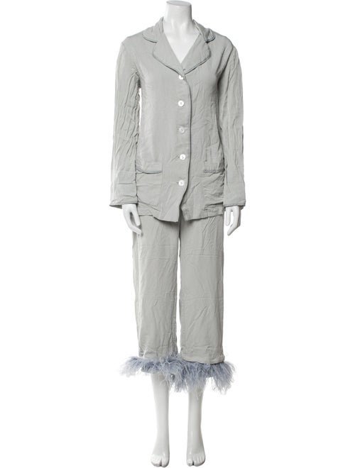 Sleeper Linen Feather Trim Pant Set
