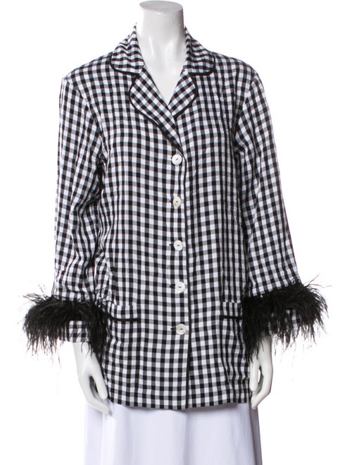 Sleeper Plaid Print Feather Trim Pajamas