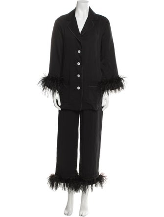Sleeper Feather Trim Pant Set