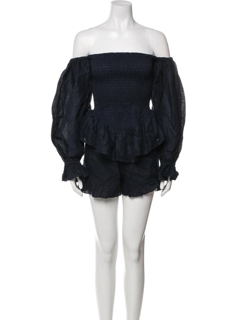 Sleeper Linen Ruffle Embellishment Short Set