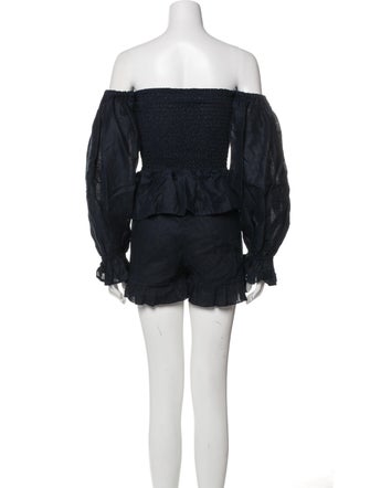 Sleeper Linen Ruffle Embellishment Short Set