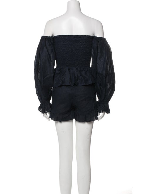 Sleeper Linen Ruffle Embellishment Short Set