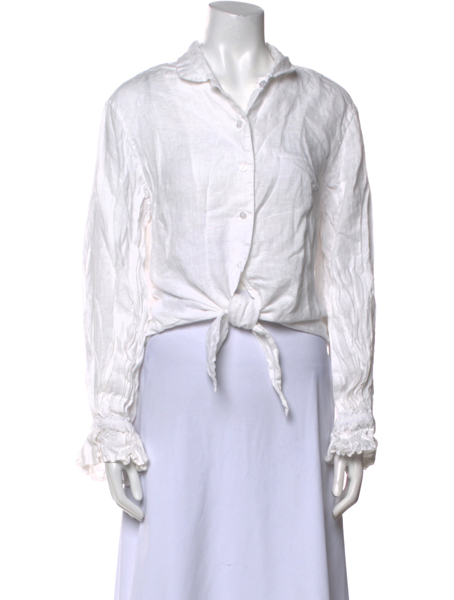 Sleeper Linen Long Sleeve Crop Top