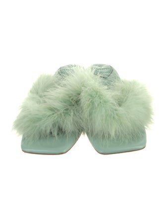 Sleeper Fur Feather Trim Slides