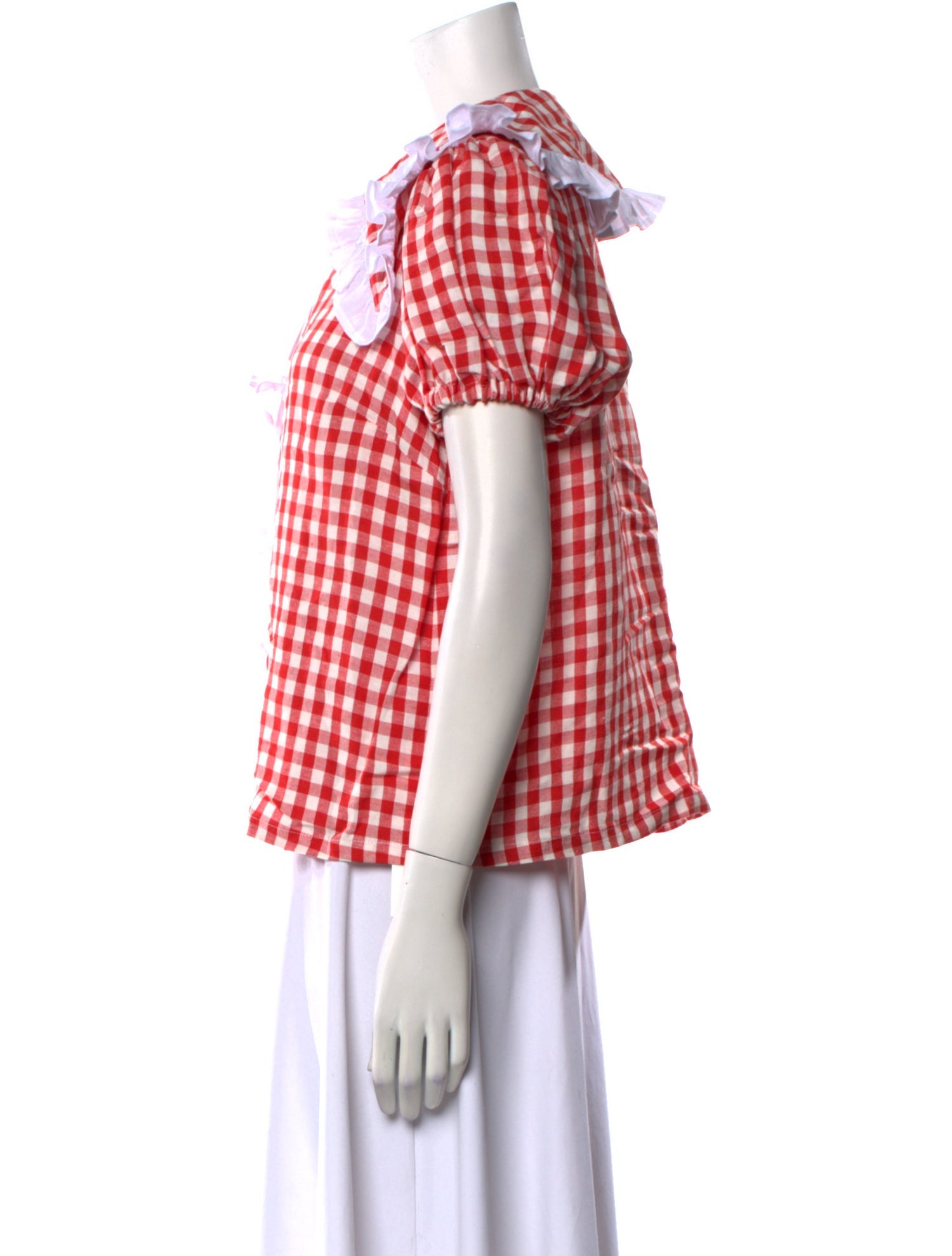 Sleeper Plaid Print Crew Neck Button-Up Top