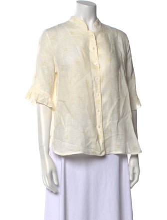 Sleeper Linen Floral Print Button-Up Top