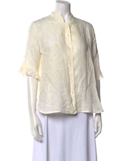 Sleeper Linen Floral Print Button-Up Top