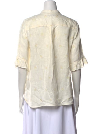 Sleeper Linen Floral Print Button-Up Top