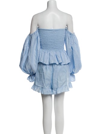 Sleeper Linen Ruffle Embellishment Short Set