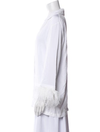 Sleeper V-Neck Three-Quarter Sleeve Button-Up Top