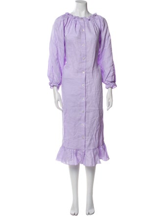 Sleeper Linen Ruffle Embellishment Nightgown