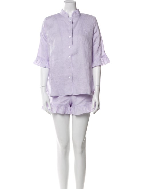 Sleeper Linen Ruffle Embellishment Short Set