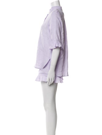 Sleeper Linen Ruffle Embellishment Short Set