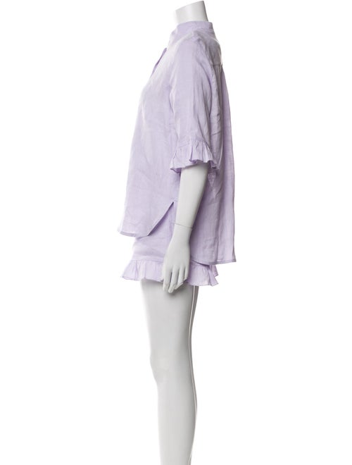 Sleeper Linen Ruffle Embellishment Short Set