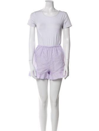 Sleeper Linen Ruffle Embellishment Short Set