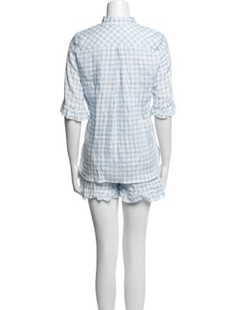 Sleeper Linen Plaid Print Short Set