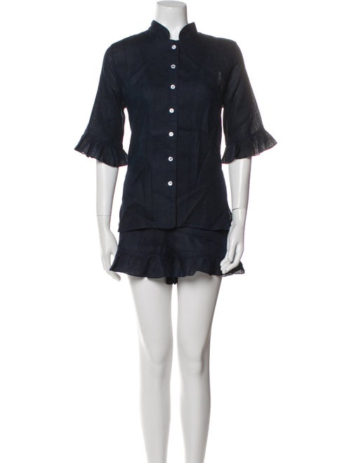 Sleeper Linen Ruffle Embellishment Short Set