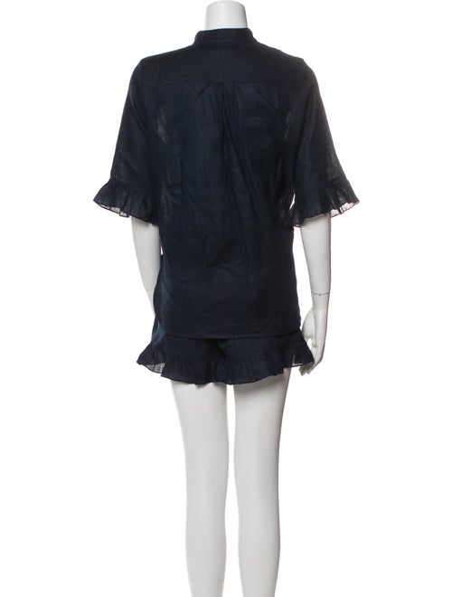 Sleeper Linen Ruffle Embellishment Short Set